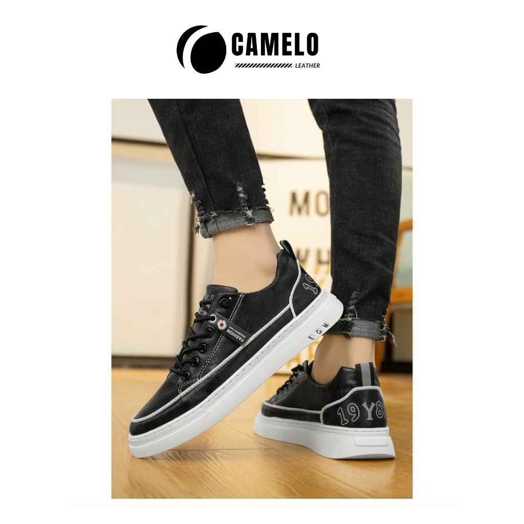Giày Sneaker Thể Thao Da Đen Cao Cấp-Giày Sneaker Phong Cách Hàn Quốc CAMELO BC02T | BigBuy360 - bigbuy360.vn