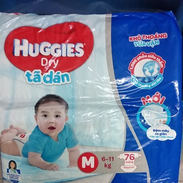 Tã dán Huggies mẫu mới size M76/L68 miếng.