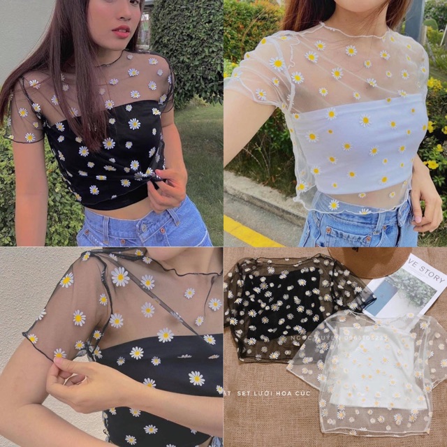 Set Áo Crop Hoa Cúc mua 1 đc 2 ❤️