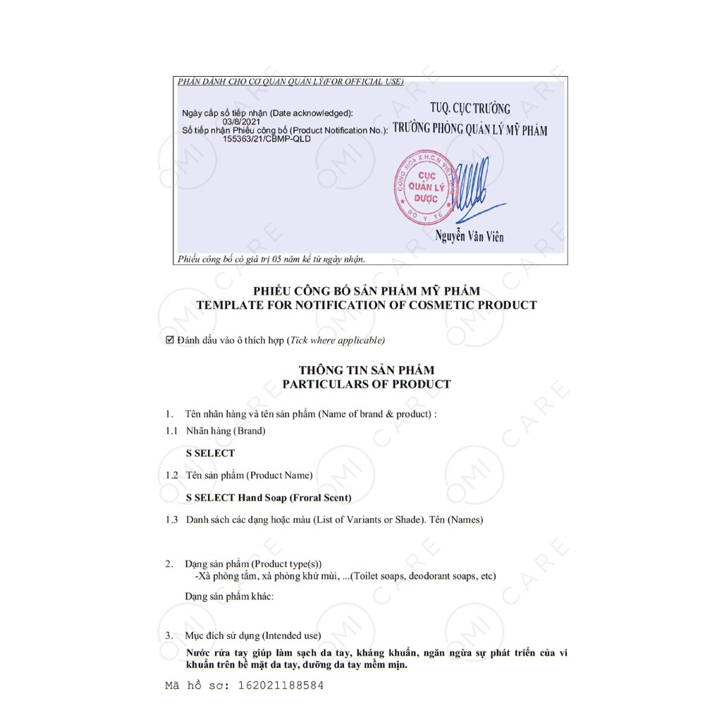 Nước rửa tay S Select Nhật Bản 1000ml