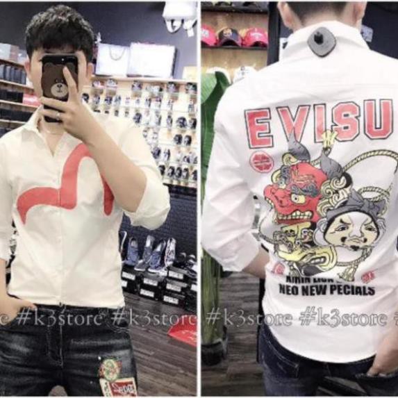 Áo sơ mi lụa EVISU chất lừ mềm mịn phong cách Hàn Quốc 2019 AB0042