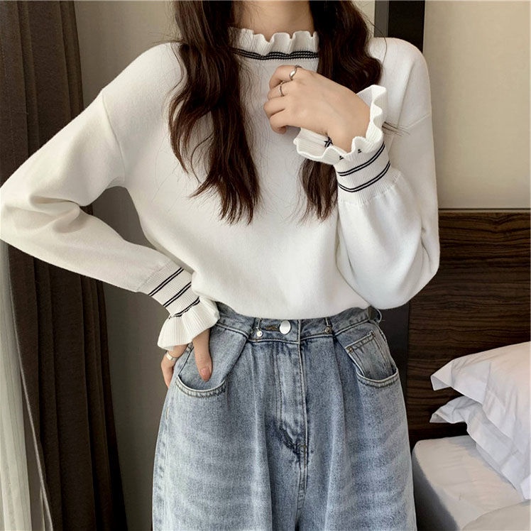 Áo Sweater Dệt Kim Cổ Lọ Dáng Rộng Thời Trang Mùa Đông Cho Nữ