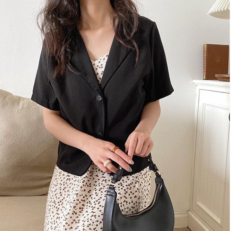 [Mã FAGREEN1505 giảm tới 30K đơn 99K] Áo blazer cộc tay dáng ngắn 2 cúc _ A0167 | BigBuy360 - bigbuy360.vn