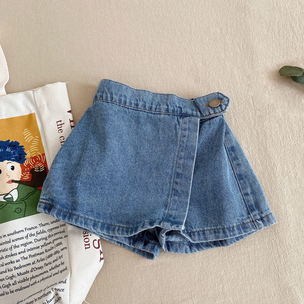 Quần Jeans Ngắn Mùa Hè Dáng Rộng Phong Cách Phương Tây Thời Trang Mới Cho Bé Gái