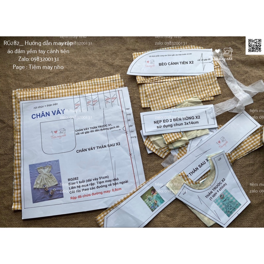 RG282_Rập giấy may đầm yếm bé gái