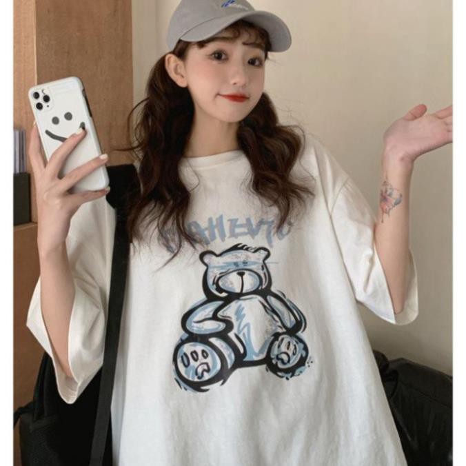 ÁO THUN, ÁO PHÔNG TAY LỠ UNISEX FORM RỘNG OVERSIZE GẤU NELLY ANIME M771 KL SHOP TTSHOP ❣