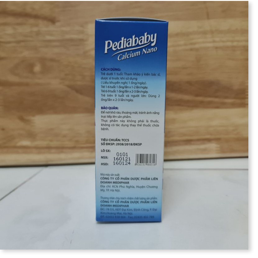 (CHÍNH HÃNG) Pediababy calcium nano Bổ sung canxi giúp cải thiện mật độ canxi của xương, giúp xương răng chắc khỏe