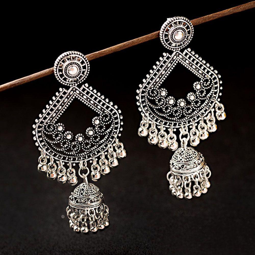 Khuyên Tai Dáng Dài Phối Tua Rua Phong Cách Retro|Và|Trang Sức Jhumka Truyền Thống Ấn Độ Màu Sắc