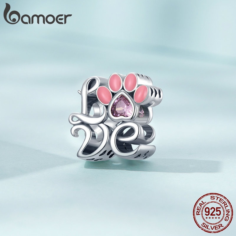 Hạt cườm BAMOER bạc 925 hình móng vuốt trái tim