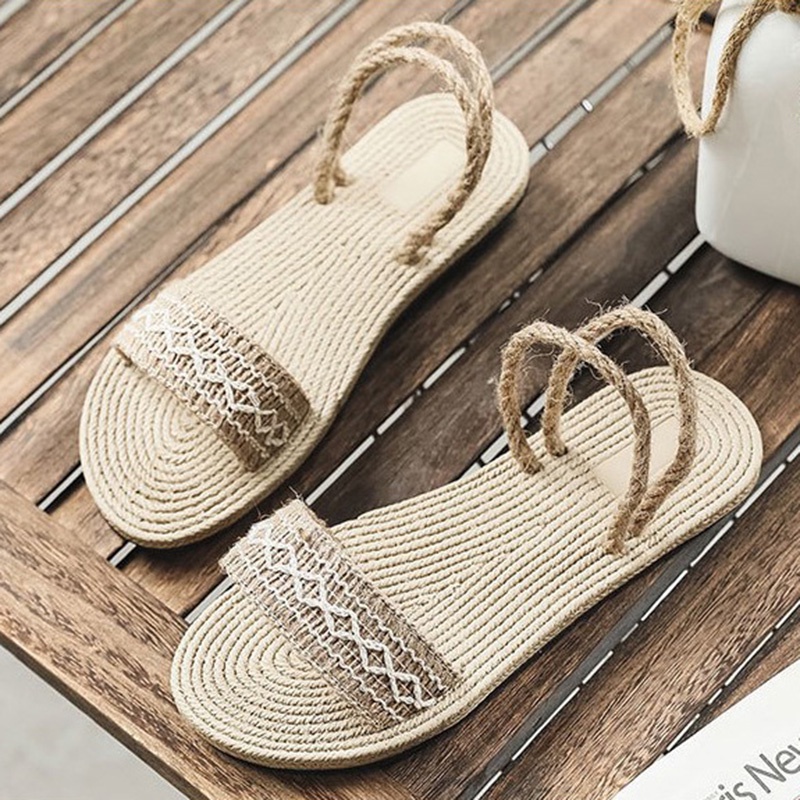 Xăng đan Nữ Đế Bệt 1.5cm Quai Vải Cói Thời Trang Mùa Hè Giản Dị