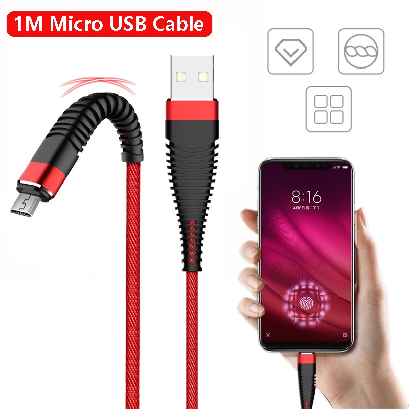 Dây Cáp Sạc Nhanh Micro Usb Dài 1m Cho Android Xiaomi Redmi Note 5 Samsung J5 J7 Pro