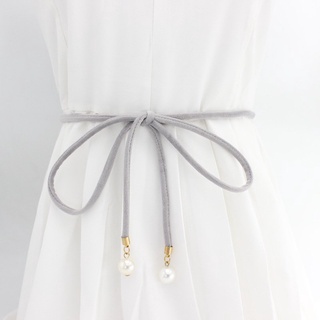 Dây thắt lưng vải nhung gắn ngọc, đai váy nhung thắt nơ