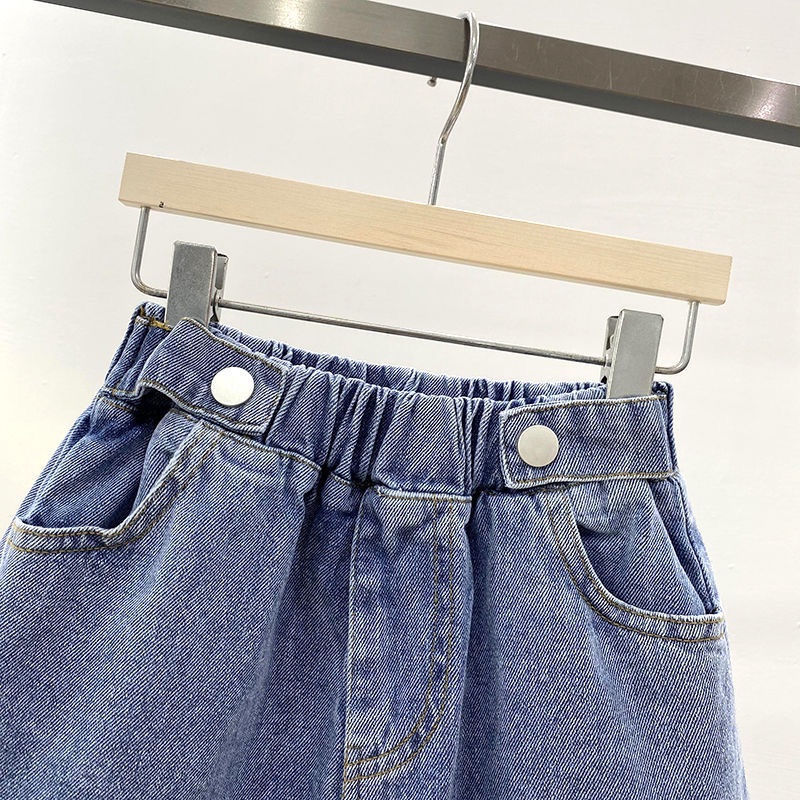 Quần Short Denim Dáng Rộng Thời Trang Mùa Hè 2022 Mới Mẻ Cho Bé Gái