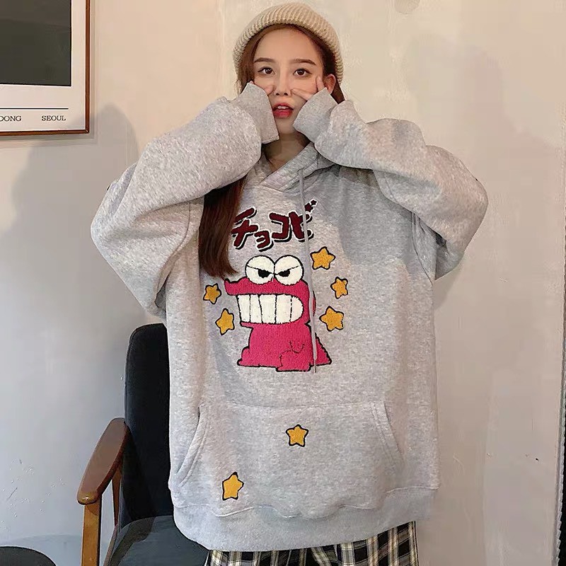 Áo khoác, áo hoodie unisex nam nữ nỉ ngoại khủng long răng hô cute năng động thời trang học đường