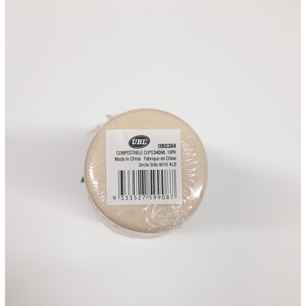 Bộ 10 cái ly bã mía 250ml tự phân huỷ Uncle Bills OB0384