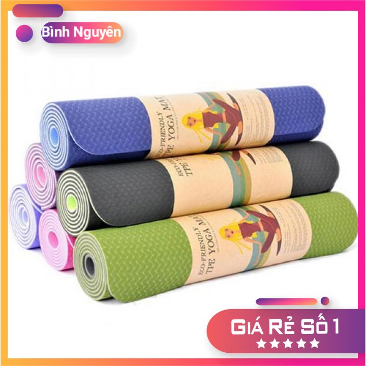 Thảm tập yoga chống trượt thảm tập gym cao cấp 2 lớp dụng cụ thể thao chất liệu cao su non cao cấp