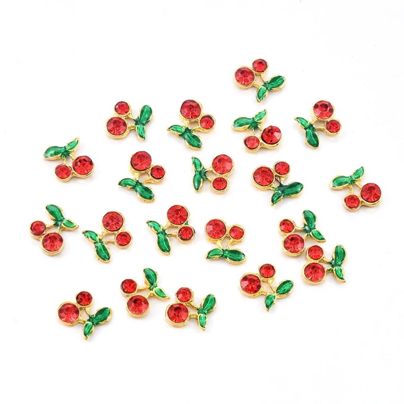 Hộp Phụ Kiện Hạt Cherry 3D Lấp Lánh Dễ Thương Trang Trí Móng Nghệ Thuật DIY