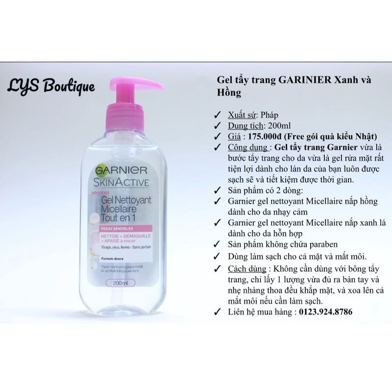 GEL TẨY TRANG GARNIER CHO DA HỖN HỢP, DA DẦU