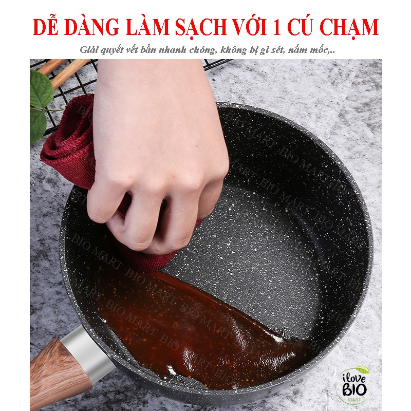 NỒI CHỐNG DÍNH - NỒI QUÁNH VÂN ĐÁ ĐÁY TỪ CHỐNG DÍNH - Có nắp đậy kính cường lực - Tiện lợi cho chiên, xào, kho thức ăn