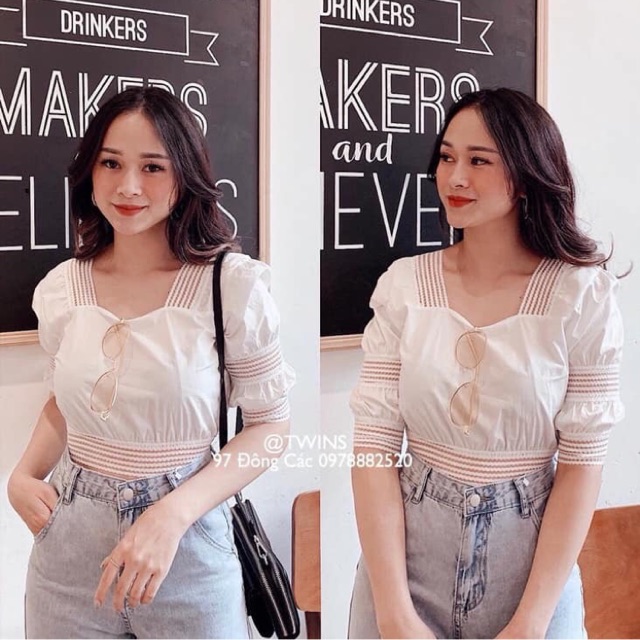 Croptop viền ren