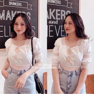 Croptop viền ren