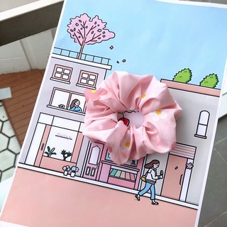 Scrunchies cột tóc hoa anh đào vải dày dặn