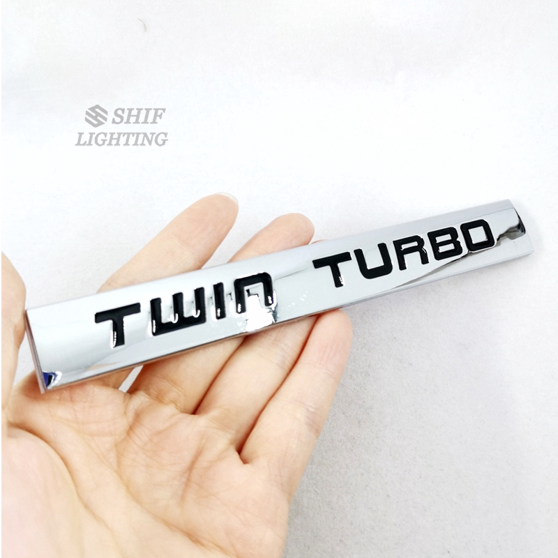 Logo họa tiết TWIN TURBO chất liệu kim loại trang trí xe hơi độc đáo