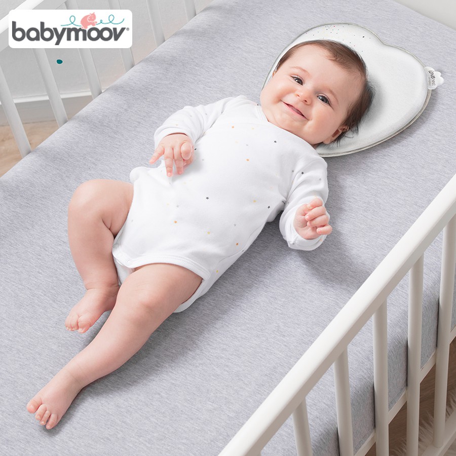 Gối chống bẹt đầu Babymoov (hồng - xanh - ghi - trắng)