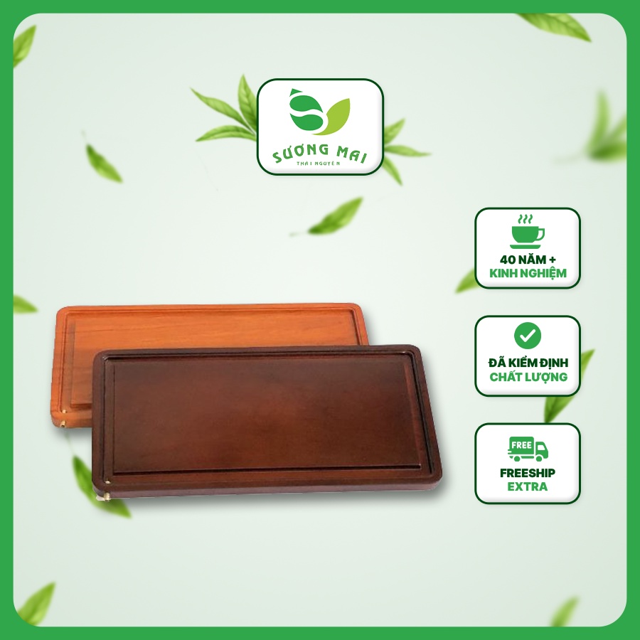 Khay Đựng Ấm Chén SƯƠNG MAI Khay Trà Gỗ Hương Cao Cấp Nguyên Tấm Thoát Nước Tự Động Mang Phong Cách Trà Đạo Tinh Tế