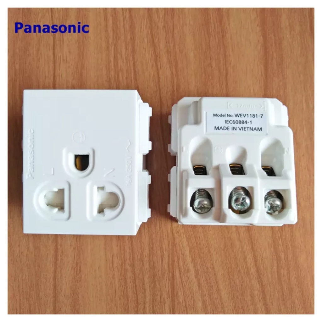 Ổ cắm Đơn - Đôi 2 chấu, 3 chấu PANASONIC có màn che Dòng Wide