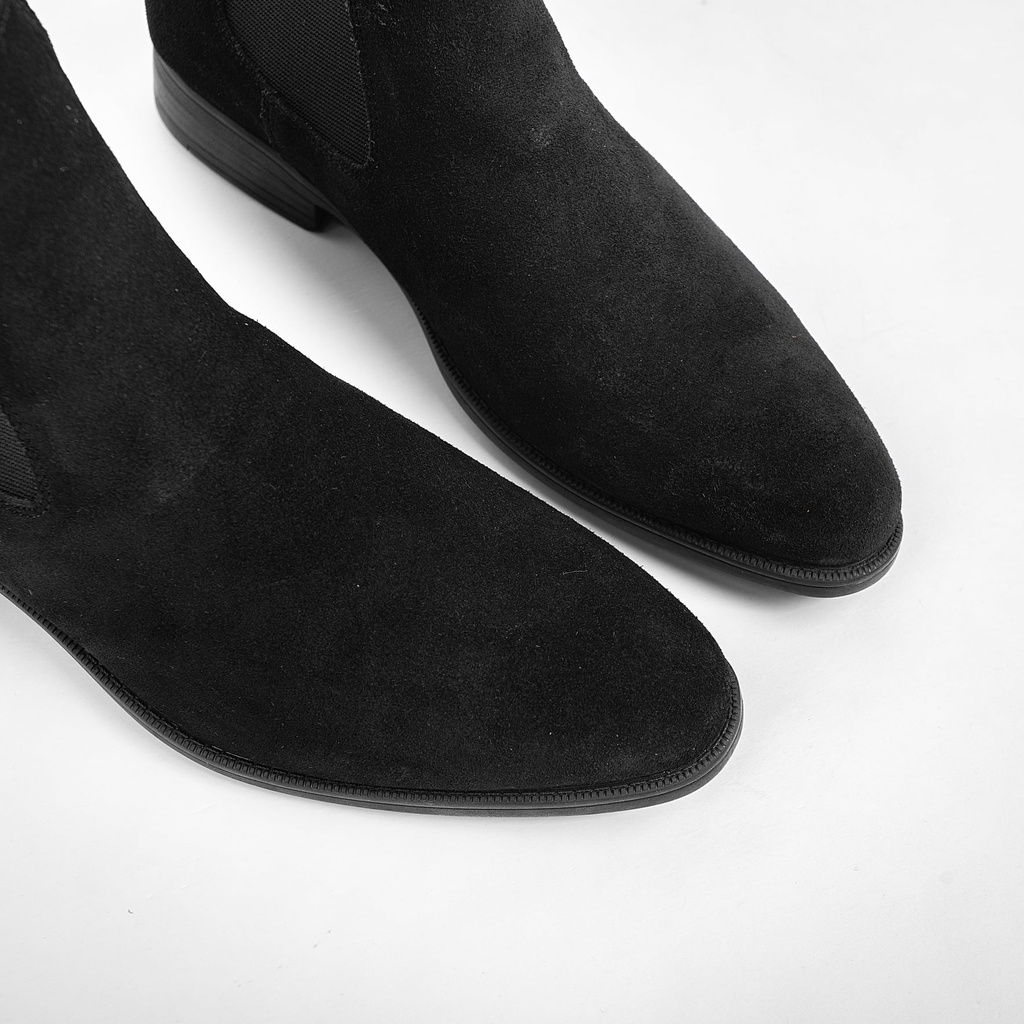 Giày Chelsea boots da bò lộn tăng chiều cao màu đen