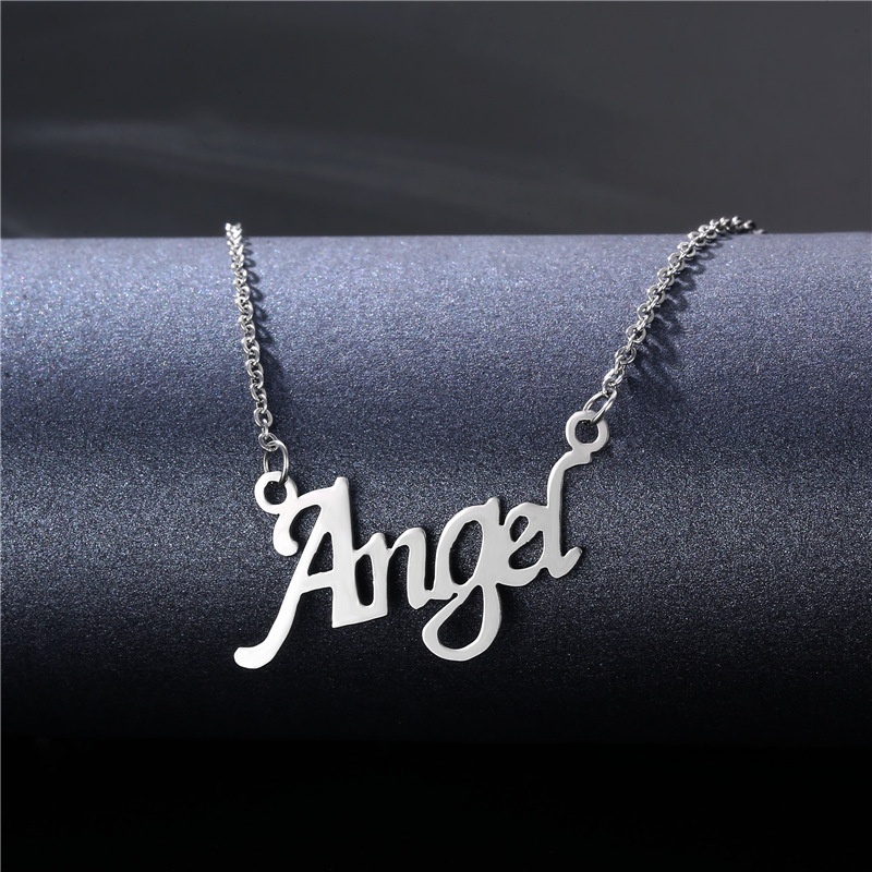 New style women's stainless steel necklace, European and American jewelry, English word necklace, personalized letter collar necklace