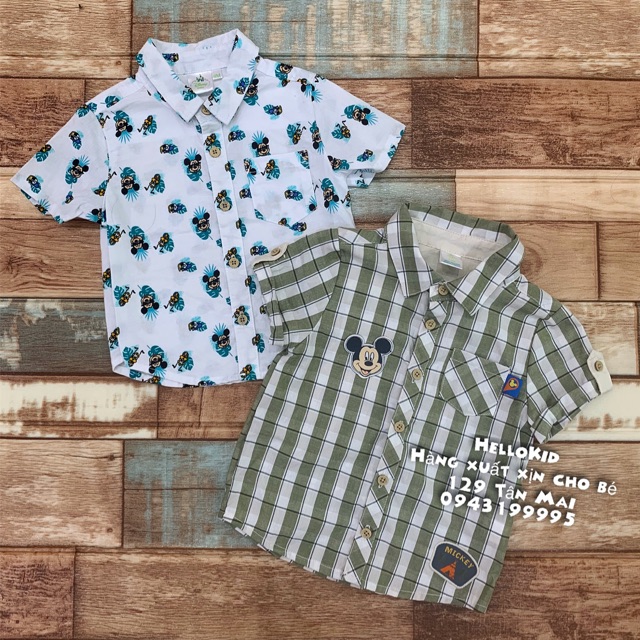 Áo somi mickey kẻ và nhiều hình