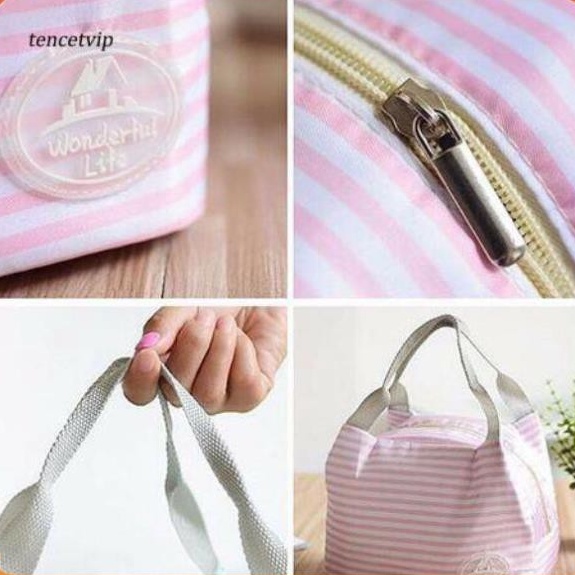 Túi giữ nhiệt - Túi đựng cơm văn phòng cao cấp mẫu hoa văn kiểu Hàn No.101220