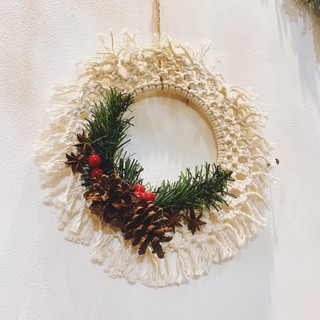 Vòng nguyệt quế macrame trang trí Noel