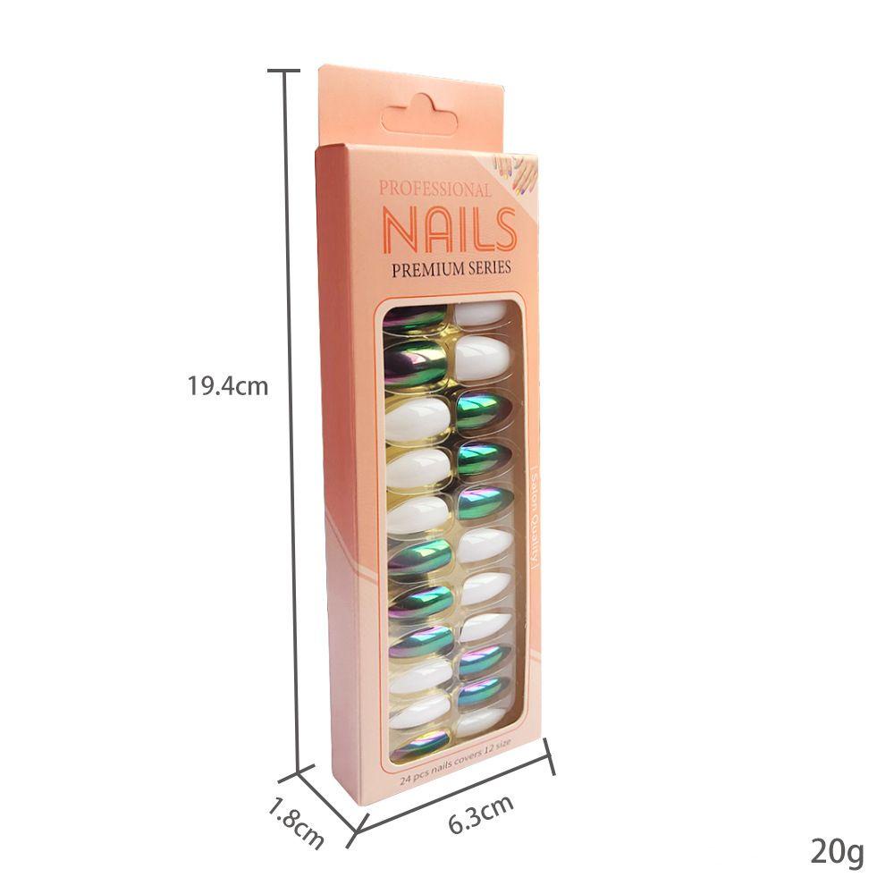 DIACHAVN Hộp 24 Móng Tay Giả Hình Oval Dạng Nhấn Tiện Dụng