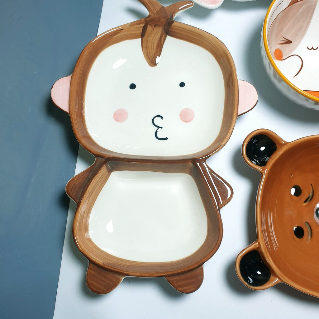Bát Ăn Dặm Cho Bé Gốm Sứ Kiểu Nhật Cute Hình Khỉ Ngộ Nghĩnh Cho Bé