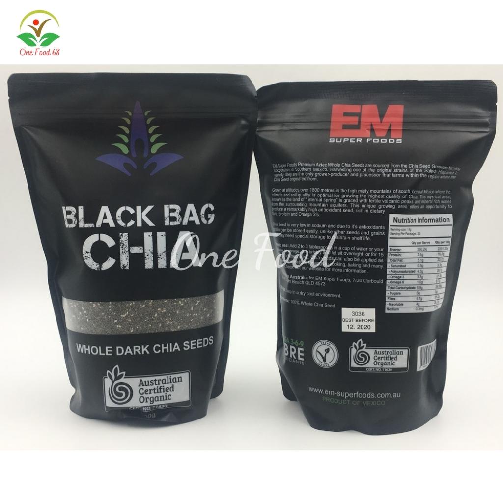 Hạt Chia Úc Giảm Cân Black Bag Chính Hãng, Hạt Chia Chuẩn Organic Hữu Cơ Chất Lượng 100g, Onefood68