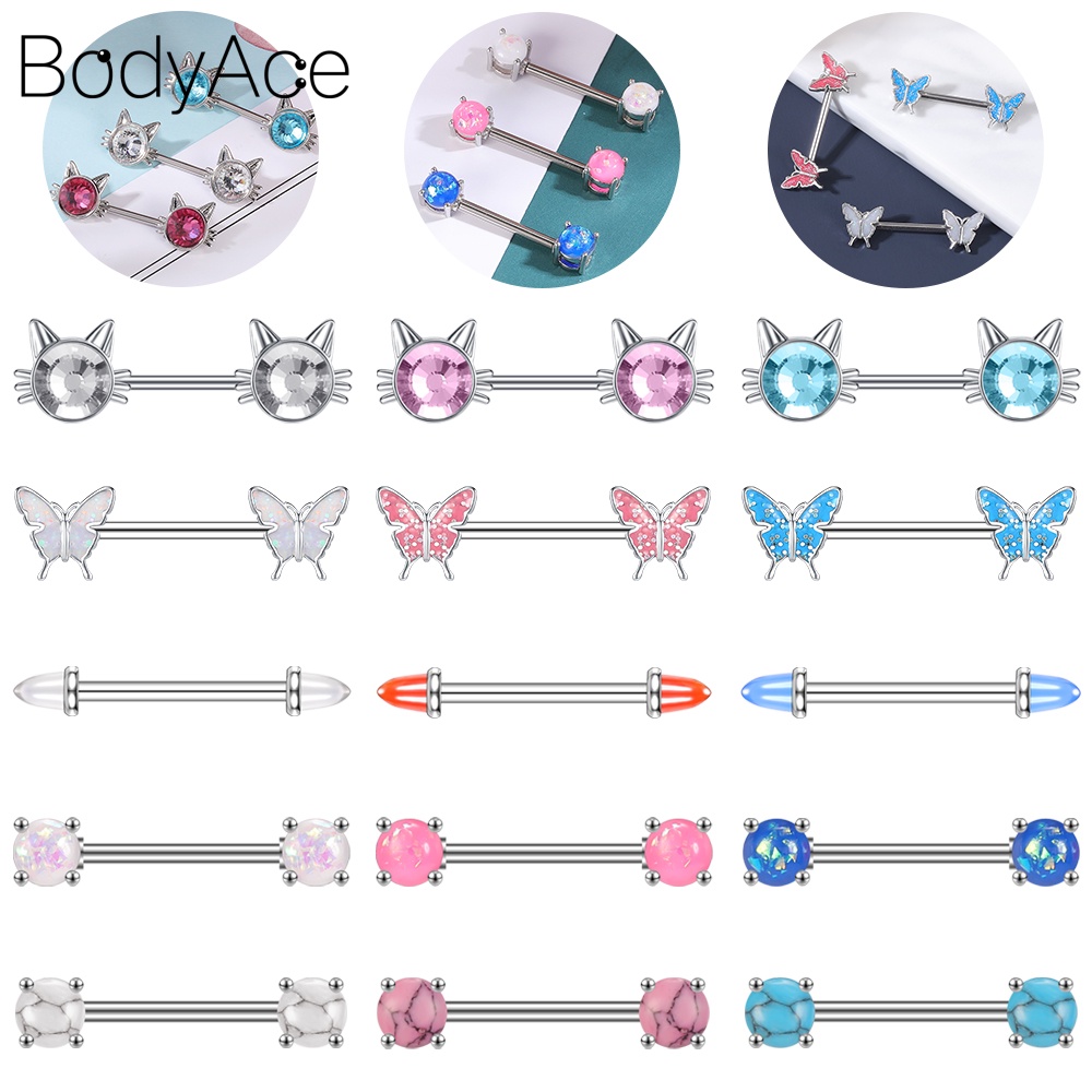1 Khuyên Cơ Thể Hình Trái Tim Đính Pha Lê 14G Bằng Thép Không Gỉ Cá Tính