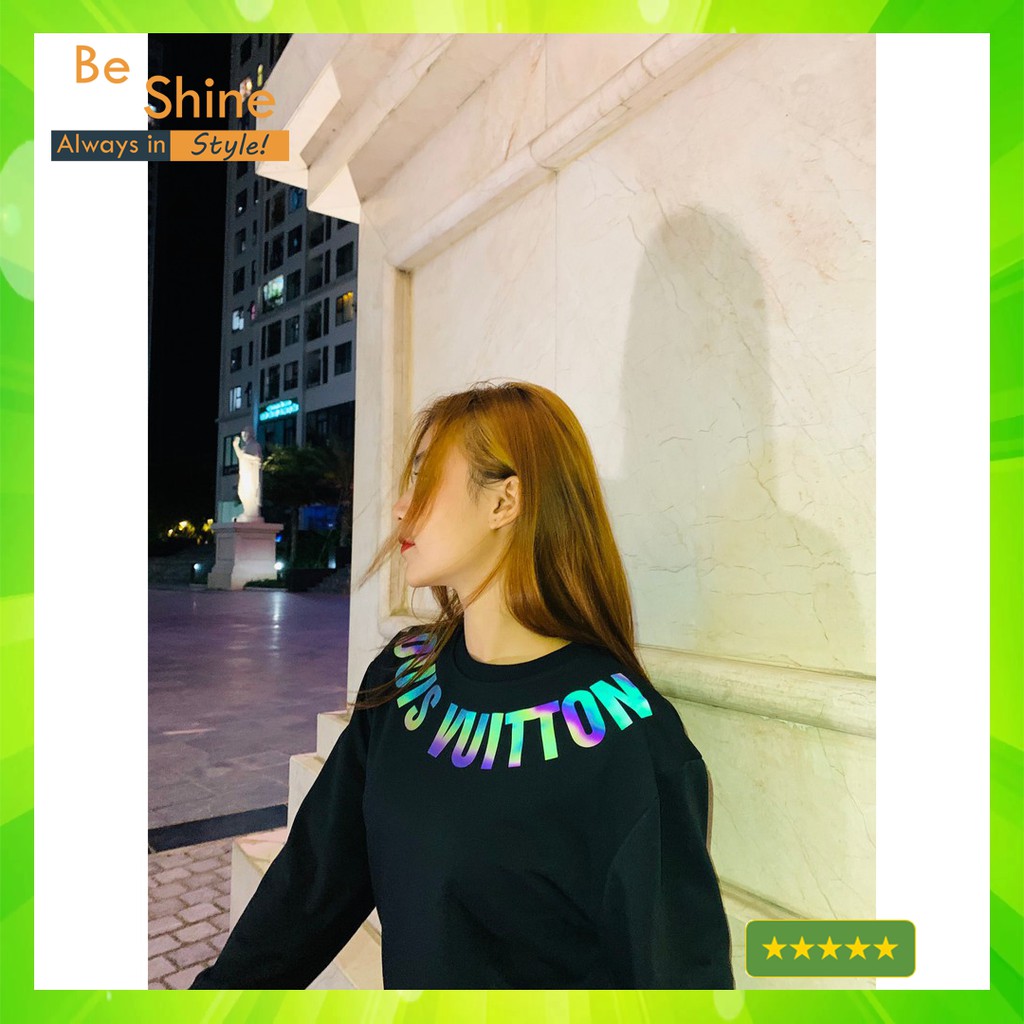 [FREESHIPẢNH THẬT] Áo Sweater Phản Quang 7 màu In Chữ Louis Vuitton Áo Nỉ Nam Nữ Dài tay Unisex in hiệu ứng Hologram