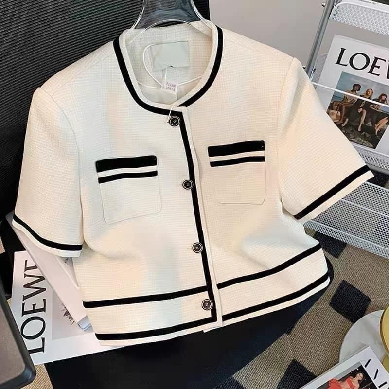 Mập Fashion ( 50 - 90 KG) ÁO TRẮNG KIỂU VIỀN ĐEN CHẤT VẢI MÁT, KIỂU DÁNG SANG TRỌNG DỄ PHỐI ĐỒ