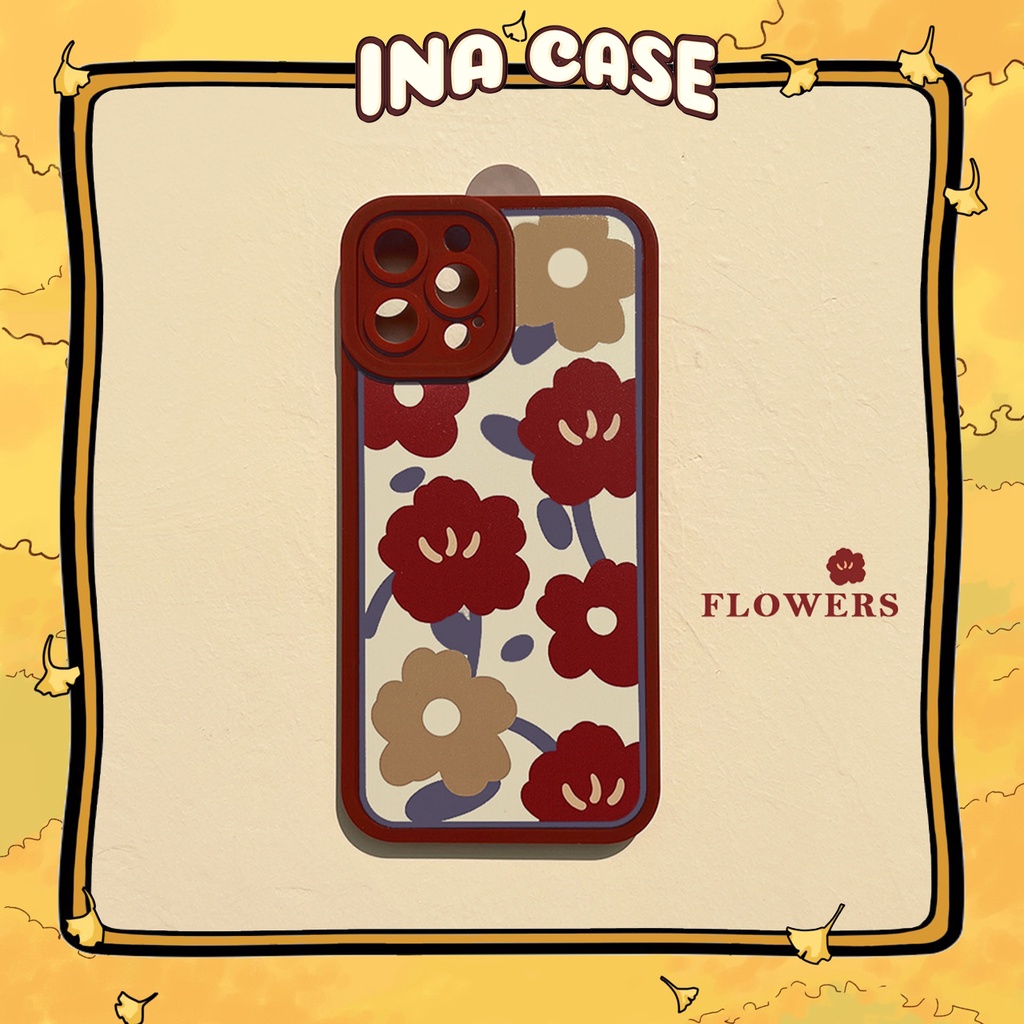 Ốp lưng iphone hoa đỏ cạnh vuông 14promax/13promax/13pro/13/12promax/12pro/12/11/11promax/7plus/8plus/x/xsmax