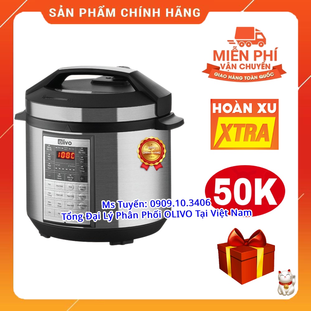 [Mã ELHADEV giảm 4% đơn 300K] [CHÍNH HÃNG] Nồi Áp Suất OLIVO PC60 - Thương Hiệu Mỹ - Vạn Món Ngon Trong Một Cái Máy