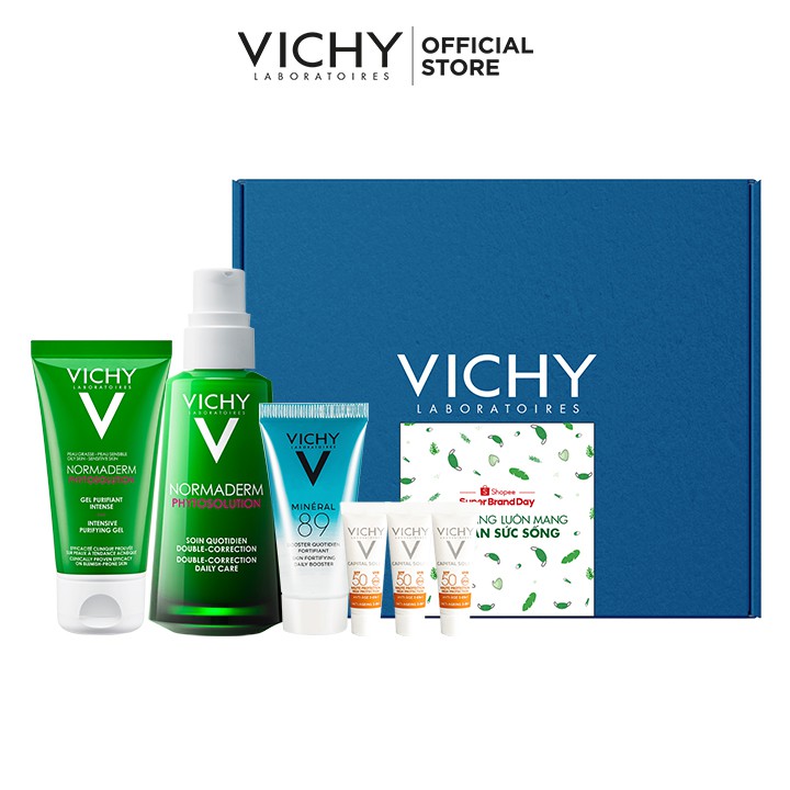 Bộ sản phẩm giảm mụn & phục hồi da Vichy Normaderm Phytosolution