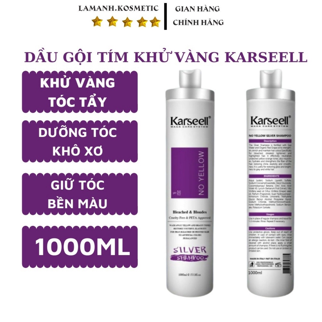 Dầu gội tím khử vàng (Giữ màu & Khử vàng cho tóc tẩy/ tóc nhuộm tone sáng) hàng hiệu nhập khẩu chính hãng