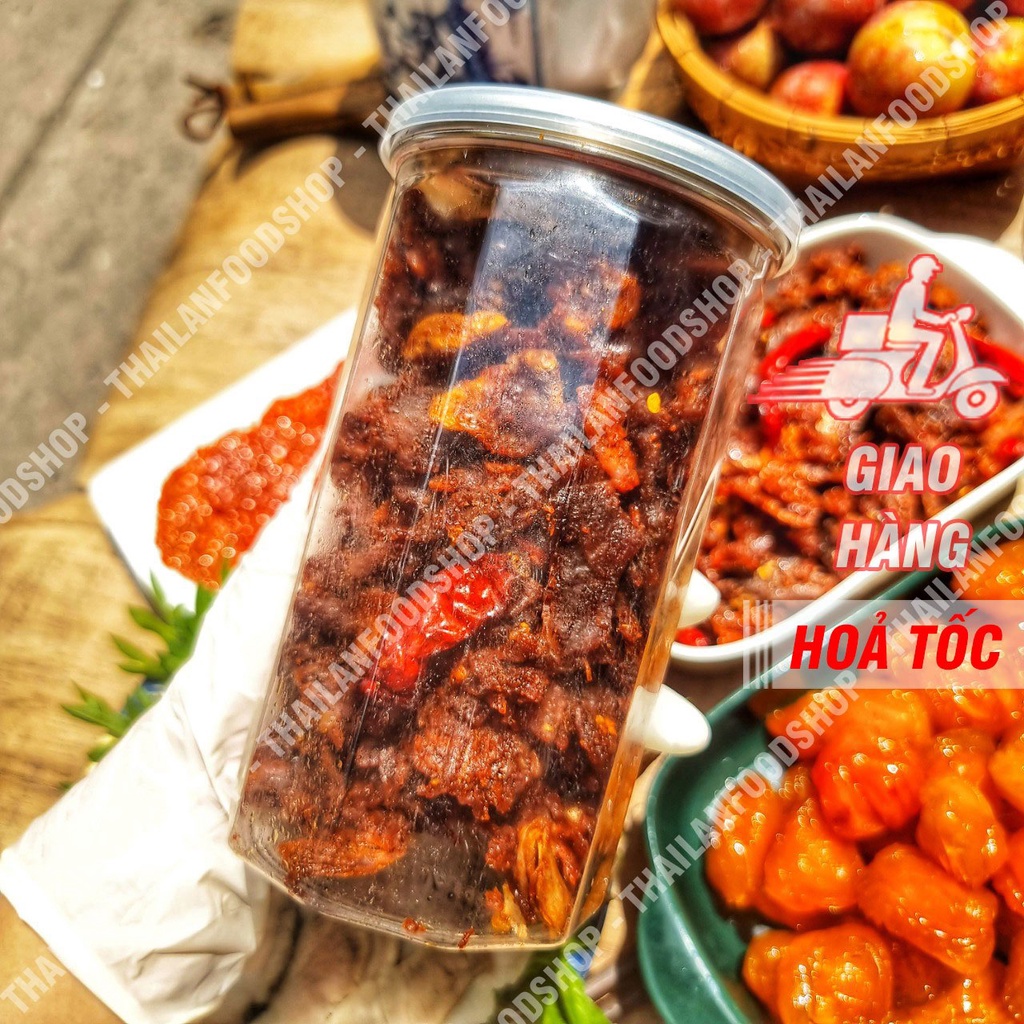 Khô Bò Hồng Ngự Cháy Tỏi Lon 300Gram
