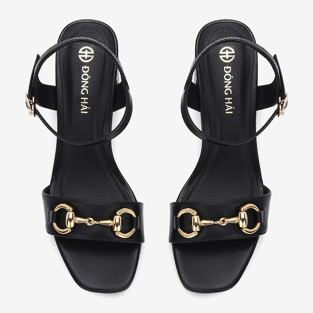 Giày Sandal Nữ Đông Hải Gót Vuông Cao 6cm Quai Bản Khoá Kim Loại Mạ Vàng - S81K9