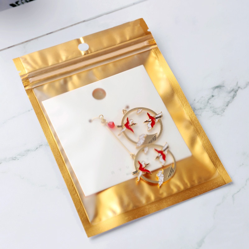 Set 50 túi zip Cocute màng nhôm đựng kẹo/ thực phẩm màu vàng ánh kim siêu bền tiện dụng