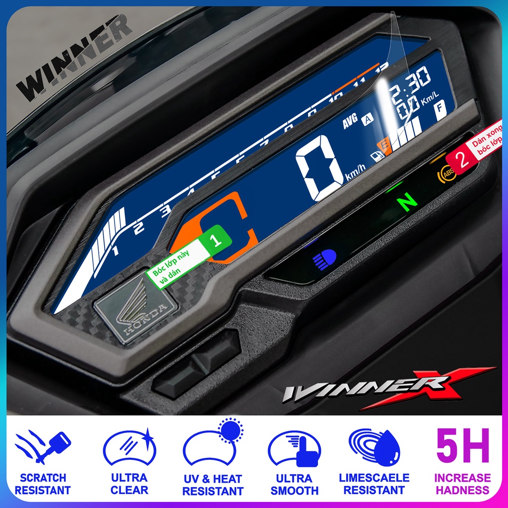 Winner X [ Honda RS-X ] Miếng dán PPF bảo vệ mặt đồng hồ xe Winner X chống trầy xước