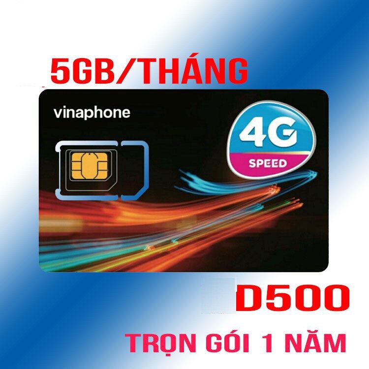 Sim Dcom 4G Vinaphone D500K (Gói Chờ Tự Kích Hoạt) - 5GB/Tháng Sử Dụng Trọn Gói 1 Năm Không Phải Nạp